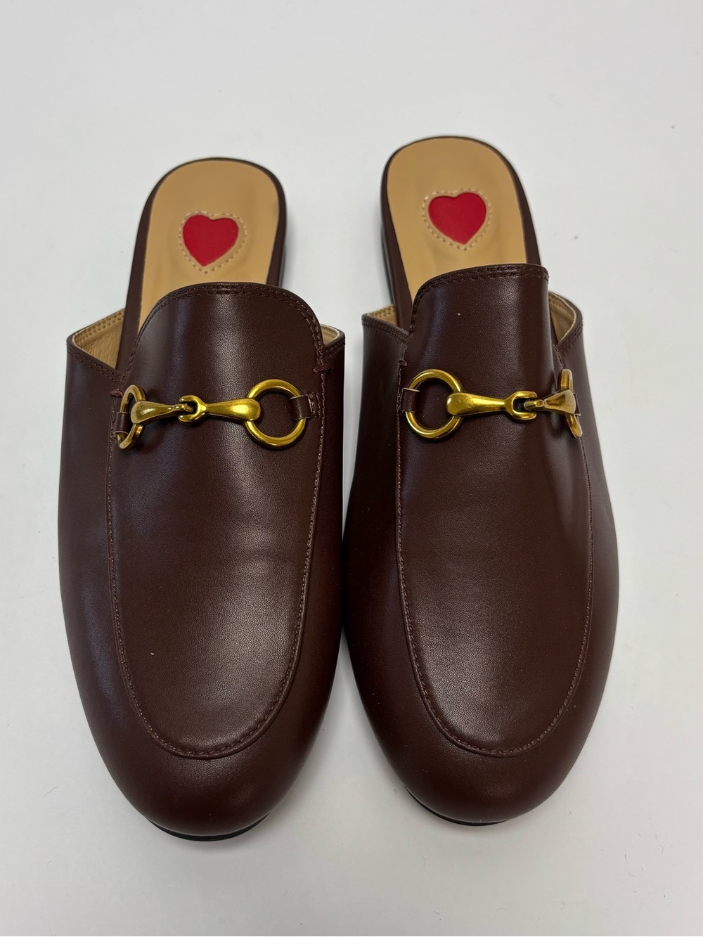 Vertundy Brown Horsebit Mule Loafers Gold Hardware Size 6.5